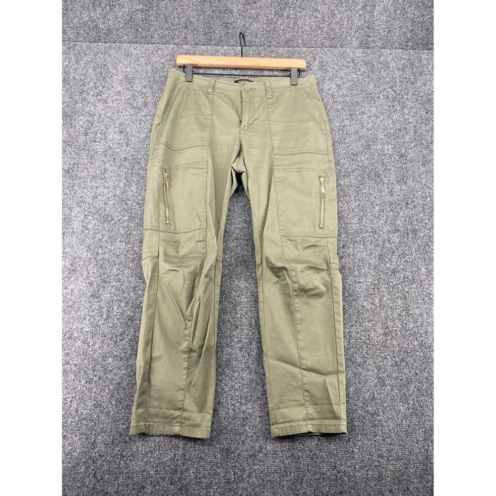 White House Black Market Utility Cargo Pants Womens 6 Olive Green Zipper Pockets